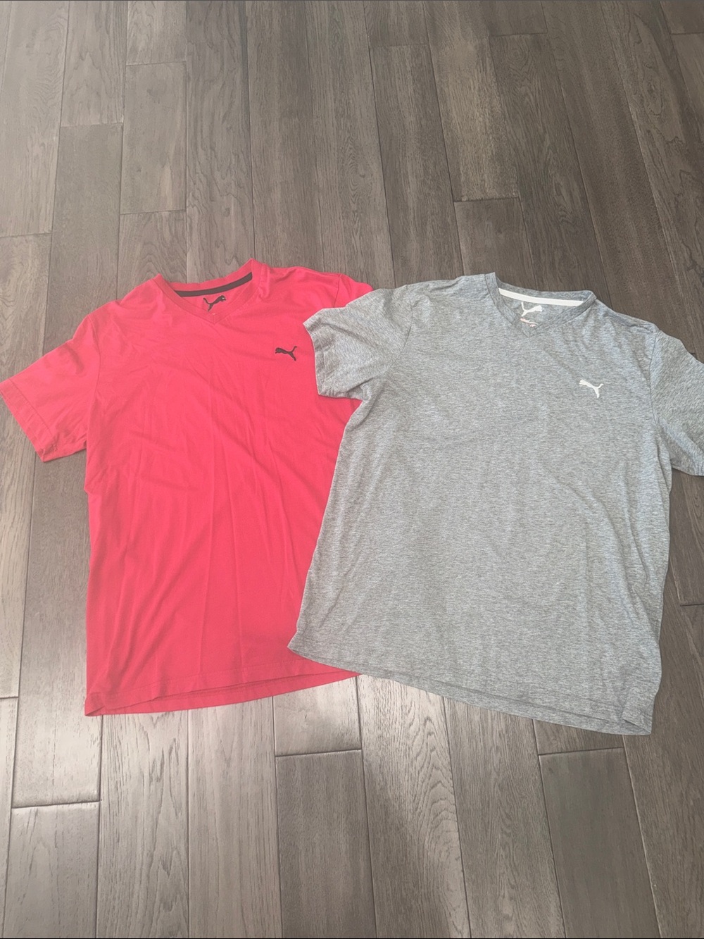 Puma Men’s Short-Sleeve v Neck Tee Pair — Red & Gray